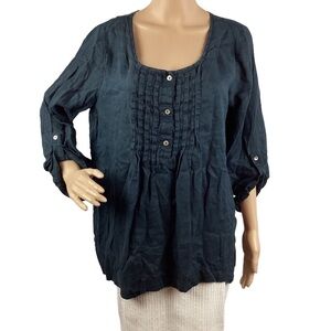 Atelier Max Top Size L Dark Blue Linen